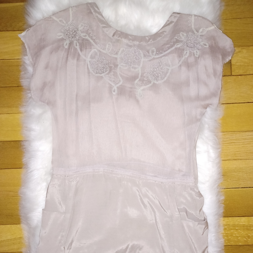 Lulura Brand Taupe Beige Sheer Dress